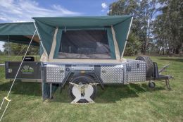 Australian Wheel Clamp securing Armadillo Campers