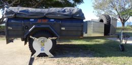 Australian Wheel Clamp securing Austrack Big Chief Off Road Camper Trailer