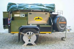 Australian Wheel Clamp securing Bushwakka Safari Scout Offroad Camper Trailer