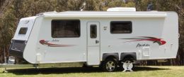 Australian Wheel Clamp securing Avan Caravans Ashlee