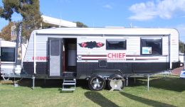Australian Wheel Clamp securing Chief Caravans Intruder