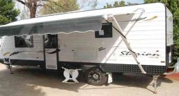 Australian Wheel Clamp securing Galaxy Caravans Starion