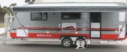 Australian Wheel Clamp securing Regal Caravans Aussie Tracker