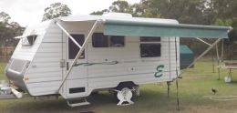 Australian Wheel Clamp securing Sunland Caravans Emerald